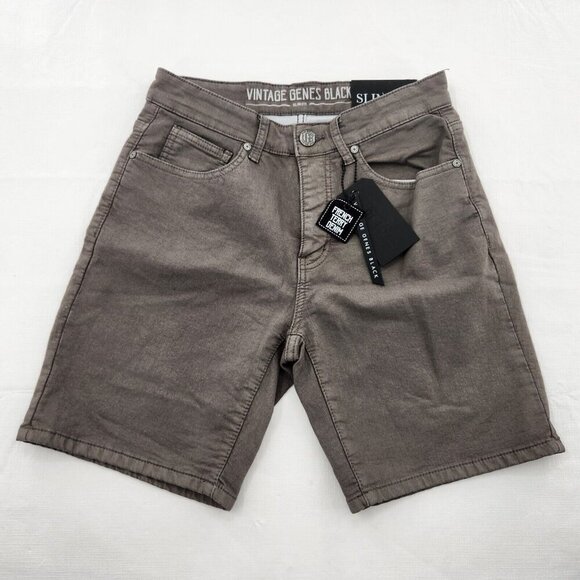 Vintage Genes Black Mens Size 28W French Terry Denim Slim Fit Dark Gray Shorts - Picture 1 of 4